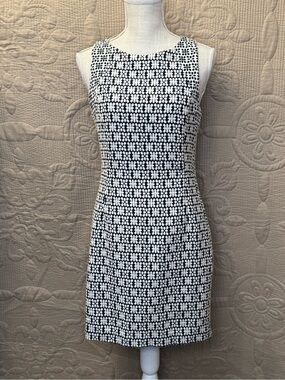 Banana Republic Navy and White Sleeveless Patterned Mini Dress
